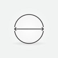 Diameter vector concept icon or sign in thin line style