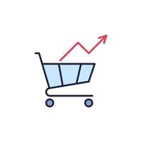 Shopping Cart and Arrow vector Inflation concept colored icon