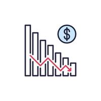 Hyperinflation Falling Chart vector concept colored icon