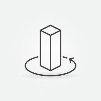 Cube with round arrow vector thin line concept icon or sign