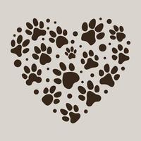 corazón de huella animal - huellas de gato símbolos en forma de corazón. ilustración vectorial vector
