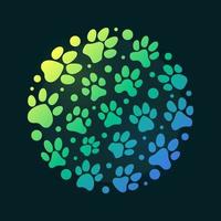huella de pata en forma de círculo vector ilustración verde - símbolo de huellas de animales