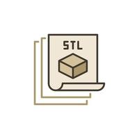 STL documents for 3D Printer vector concept colored icon