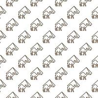 Camel and Pyramid in Egypt vector outline seamless pattern or geometric background