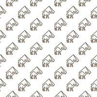 Camel and Pyramid in Egypt vector outline seamless pattern or geometric background