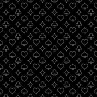 Hearts, Clubs, Spades and Diamonds Seamless Linear Background - Gambling vector Pattern