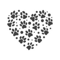 corazón de impresión de pata de mascota - vector amo a mi perro ilustración en forma de corazón