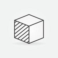 Impresión 3d - cubo impreso por icono de línea delgada de concepto de vector de impresora 3d