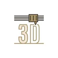 3D Printing vector thin line three-dimensional prototype colored icon