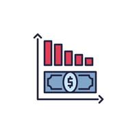 Hyperinflation Graph with Dollar Banknote vector concept colored icon
