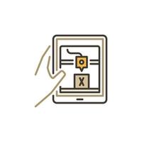 Tablet with 3D Printing App vector concept colored icon or symbol