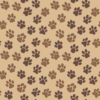 Brown Pattern with Dog or Cat Paw Prints vector seamless background