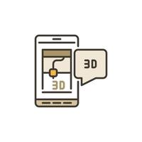 3D Printer Smartphone App device vector concept colored icon