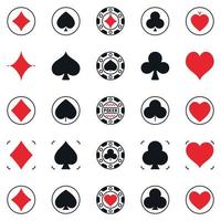 Playing Card Suits modern solid icons - Poker and Casino concept symbols vector