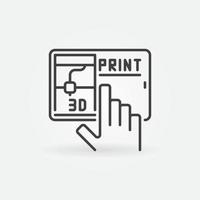 3D Printing via Tablet Device vector concept linear icon