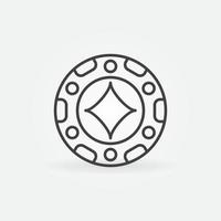 Diamonds Casino Chip vector concept linear icon or symbol