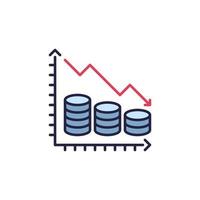 monedas con gráfico de inflación vector concepto icono color