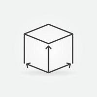 icono de concepto de vector de dimensiones de cubo en estilo de esquema