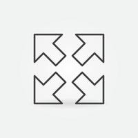 Maximize Size vector thin line Four Arrows concept icon or symbol