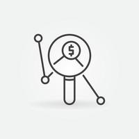 Inflation Chart with Magnifying Glass vector concept outline icon