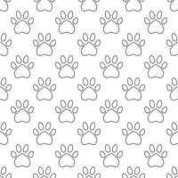 I Love Animals geometric linear pattern - vector seamless background with Dog Paw Print