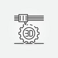 Gear 3D Printing vector concept icon or sign in outline style