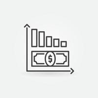 Hyperinflation Chart with Dollar Banknote vector concept line icon or symbol