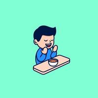 cute boy fasting cartoon illustration vector