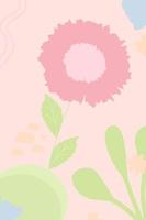 Floral spring template. Spring poster with pink flower and geometric shapes. vector