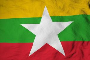 Waving Flag of Myanmar in 3D rendering photo