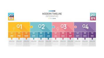 Business road map timeline infographic jigsaw template. Modern milestone element timeline diagram calendar and 4 quarter topics, Can be used for vector infographics, digital marketing