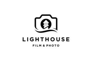 black white light camera house logo vector