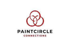 Red Three Circles Ancient overlapping logo vector