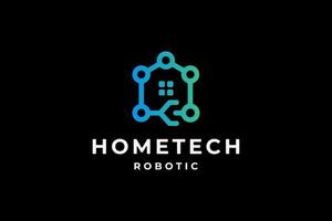 logotipo robótico de tecnología doméstica verde azul vector