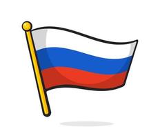 Cartoon illustration of flag of Russia on flagstaff vector