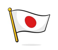 Cartoon illustration of flag of Japan on flagstaff vector