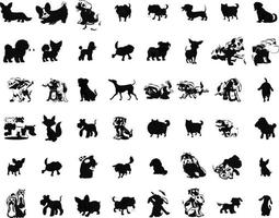 vector, isolated black silhouette of a dog, collection vector