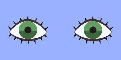 Green eyes in flat style. vector