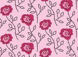 Seamless pattern with roses. Beautiful flower texture in doodle style. vector
