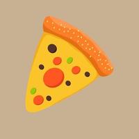 A slice of pizza with beef and veggie topping. Fast-food design element vector illustration