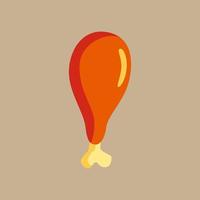 diseño plano de pollo frito. Ilustración de vector de elemento de diseño de comida rápida