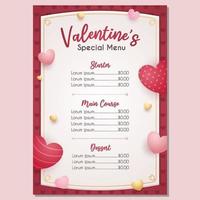 Valentine Special Menu Design vector