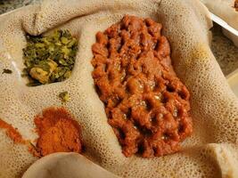 Ethiopian food savory and delicious kitfo raw beef photo