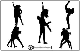 Set colored silhouettes of dancing couples. vector