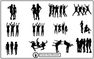 Set of Friendsship vector silhouettes.