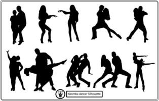 Set colored silhouettes of dancing couples. vector