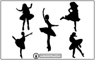 niños bailando street dance silueta vector