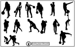 bowling player silhouette vector set free