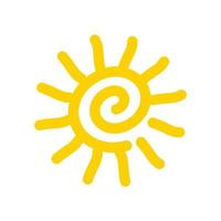 Yellow Stylized Sun in Inky Painted Tribal Style vector icon