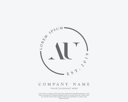 Initial letter AU Feminine logo beauty monogram and elegant logo design, handwriting logo of initial signature, wedding, fashion, floral and botanical with creative template vector